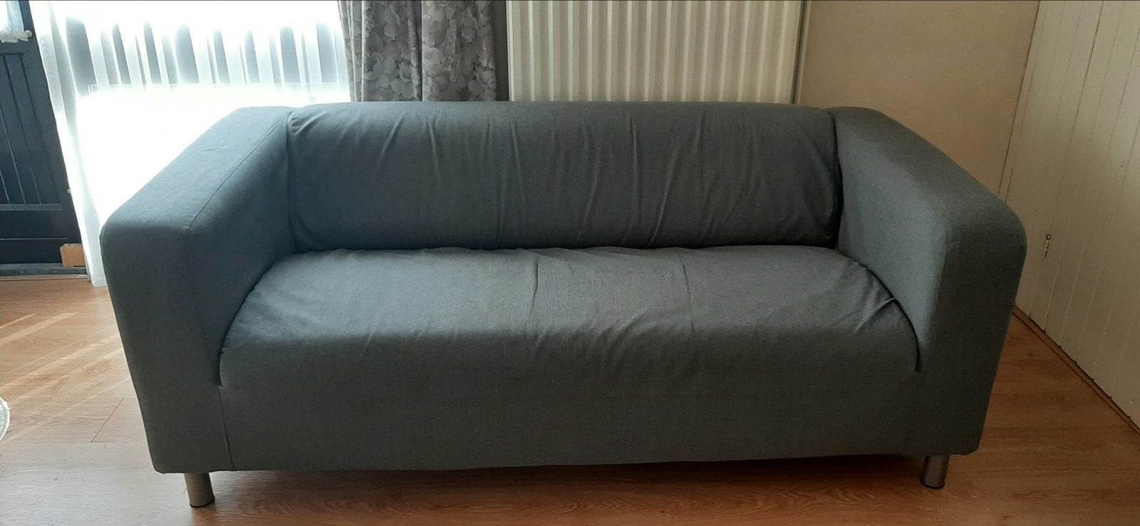 Comfortabele tweepersoonsbank - Grijs, Ophalen, Gebruikt, 150 tot 200 cm, Tweepersoons