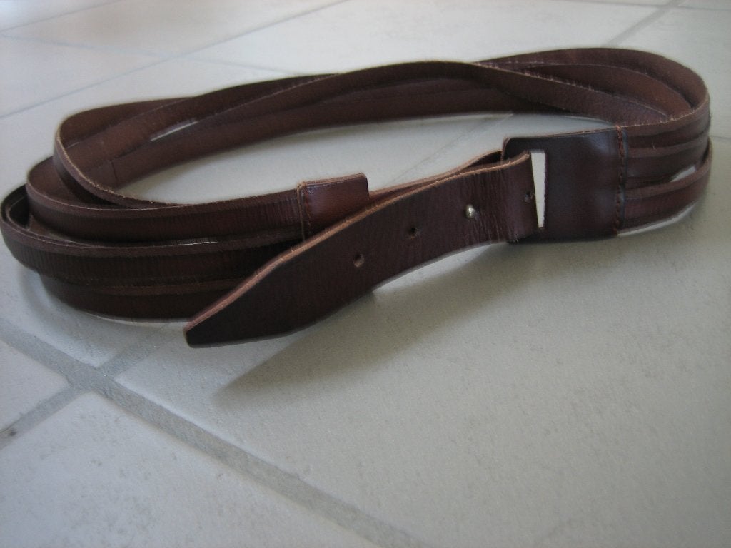 Speelse roodbruine leren ceintuur LA LIGNA, maat 85 snazzeys, 80 tot 90 cm, Verzenden, Echt leder, Nieuw