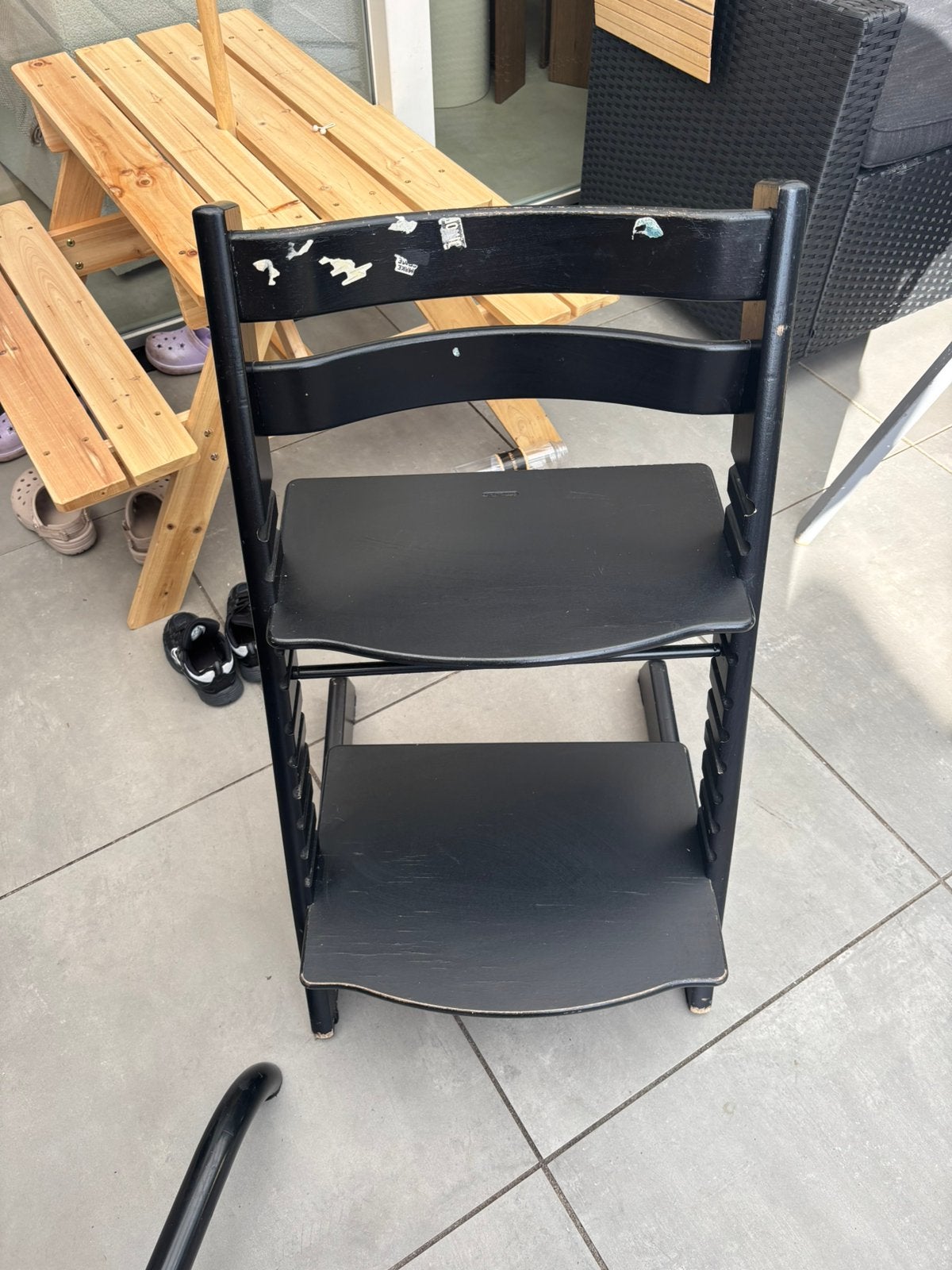 Stokke tripp trapp zwart, Kinderen en Baby's, Kinderstoelen, Ophalen of Verzenden, Zo goed als nieuw, Meegroeistoel