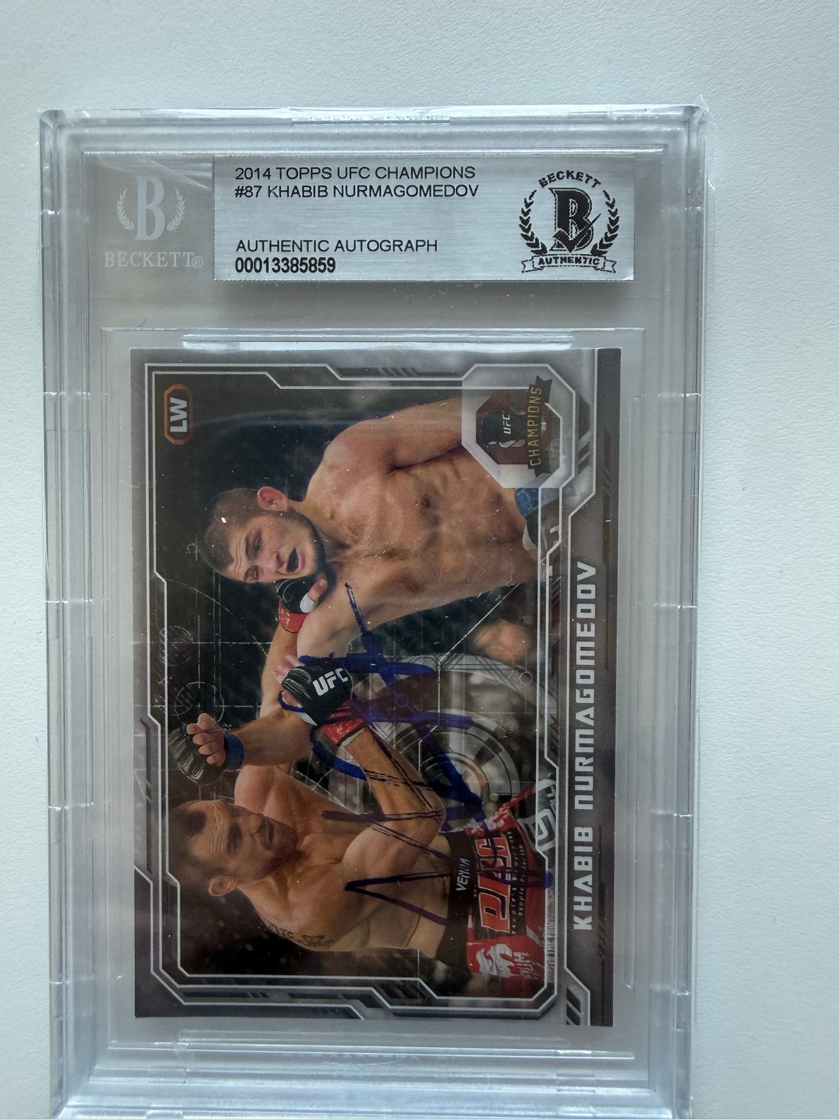 Khabib Nurmagomedov gesigneerde UFC-kaart (Beckett), Ophalen of Verzenden, Zo goed als nieuw, Overige sporten, Spelerskaart
