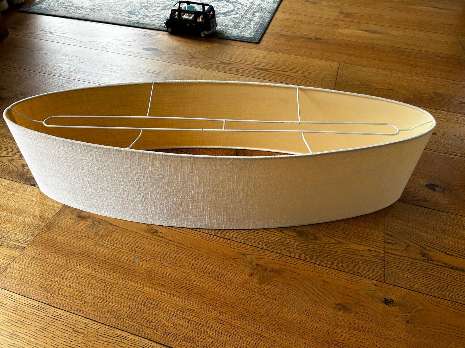 Ovale stoffen lampenkap - Beige/Crème, Huis en Inrichting, Hanglamp, Gebruikt, Beige, Ophalen of Verzenden