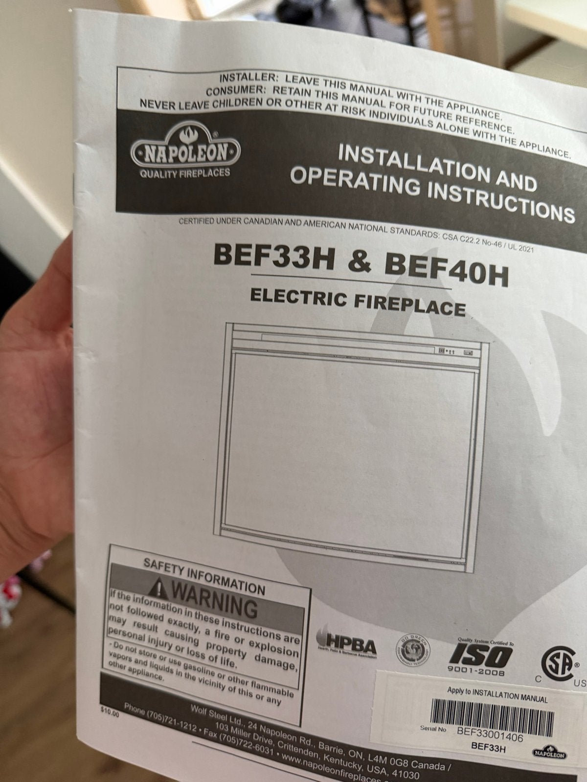 Napoleon BEF33H Elektrische Inbouwhaard - Nieuw in doos, Ophalen, Nieuw, Inbouwhaard, Elektrische haard