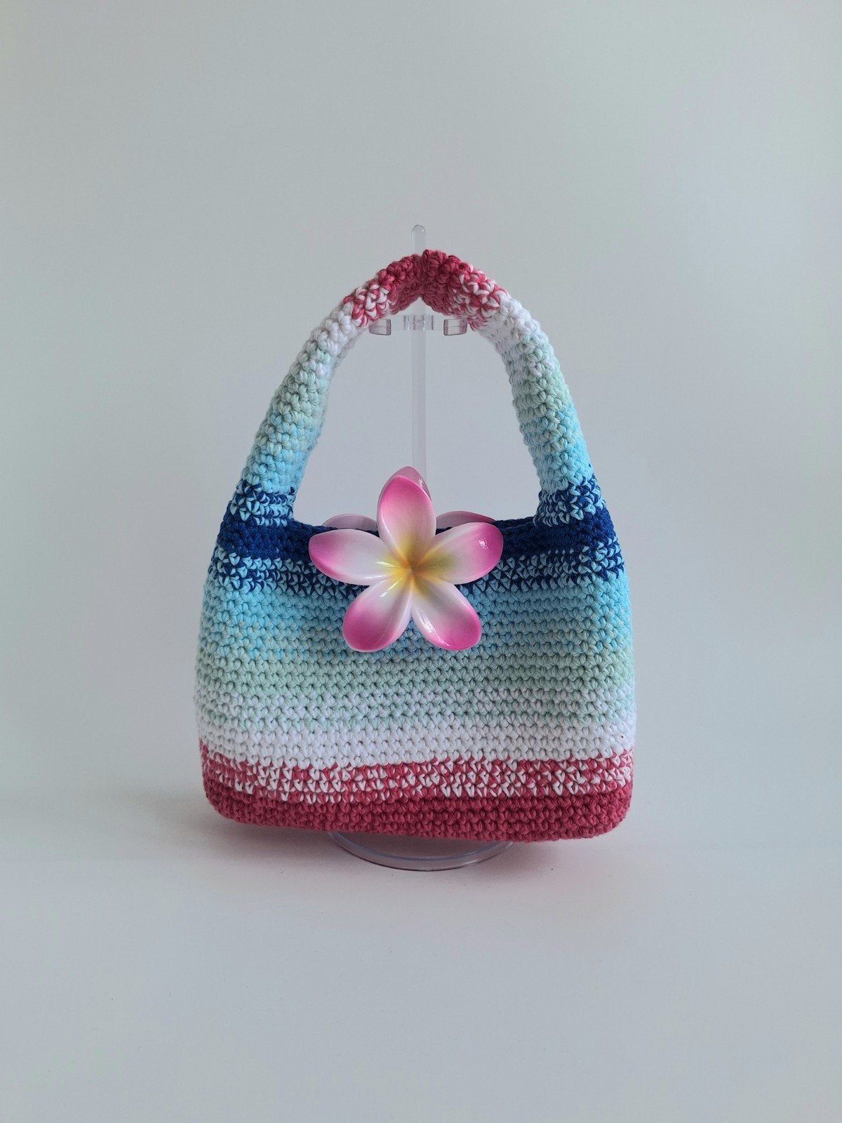 Gehaakte tas tropical santorini, Sieraden, Tassen en Uiterlijk, Tassen | Damestassen, Ophalen of Verzenden, Nieuw, Roze, Handtas