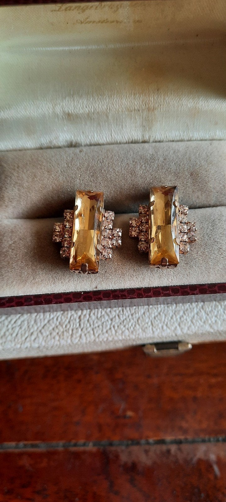 Vintage Art Deco Oorbellen met Swarovski Kristal, Sieraden, Tassen en Uiterlijk, Oorbellen, Met kristal, Overige materialen, Gebruikt