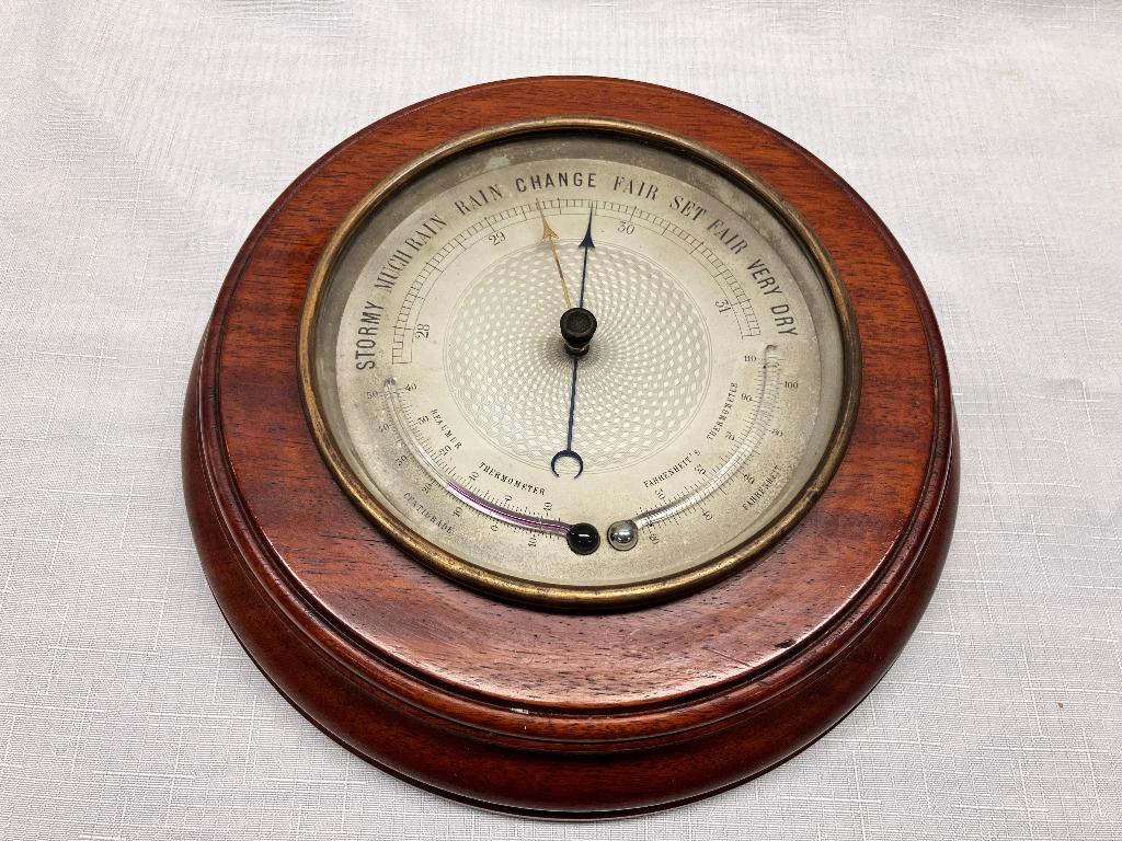Engelse barometer Engels, mahonie, 1880 - 1910, werkend, Verzenden, Gebruikt, Barometer