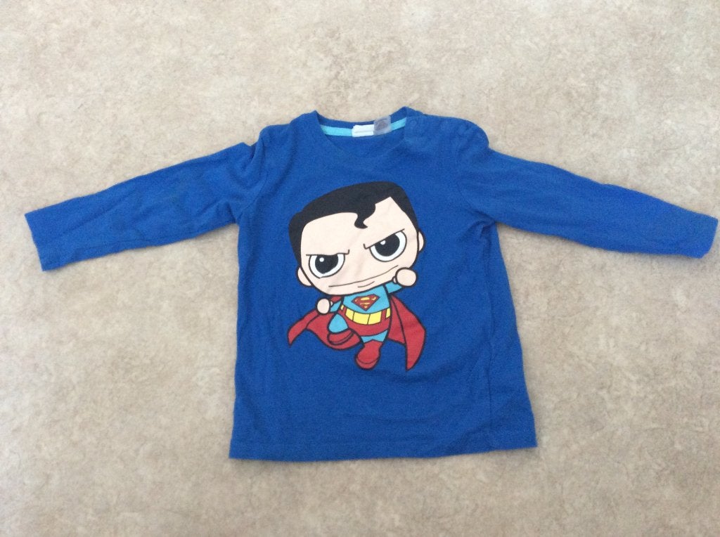 H&M DC-comics T-shirt longsleeve. Superman. Blauw. Maat 86, Gebruikt, H&M, Ophalen of Verzenden, Jongetje