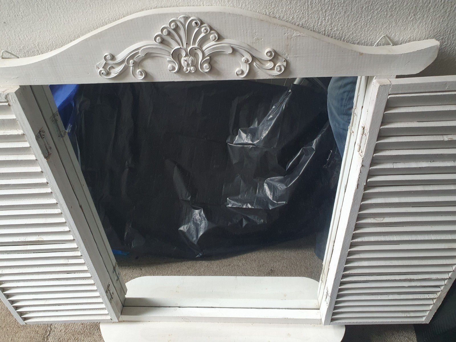 Lavandoux brocante spiegelkast wit - 85 cm hoog, 65 cm breed, Ophalen, Gebruikt, 75 tot 100 cm, Minder dan 100 cm