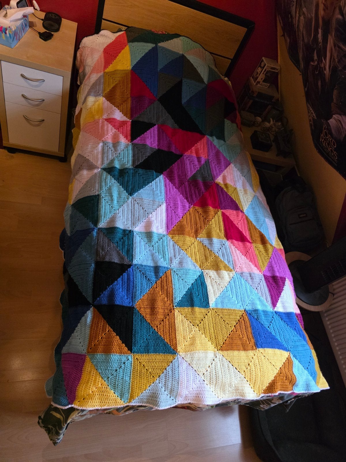 Gehaakte deken/sprei/plaid Tessellation lente., Ophalen of Verzenden, Zo goed als nieuw, Haken, Overige typen