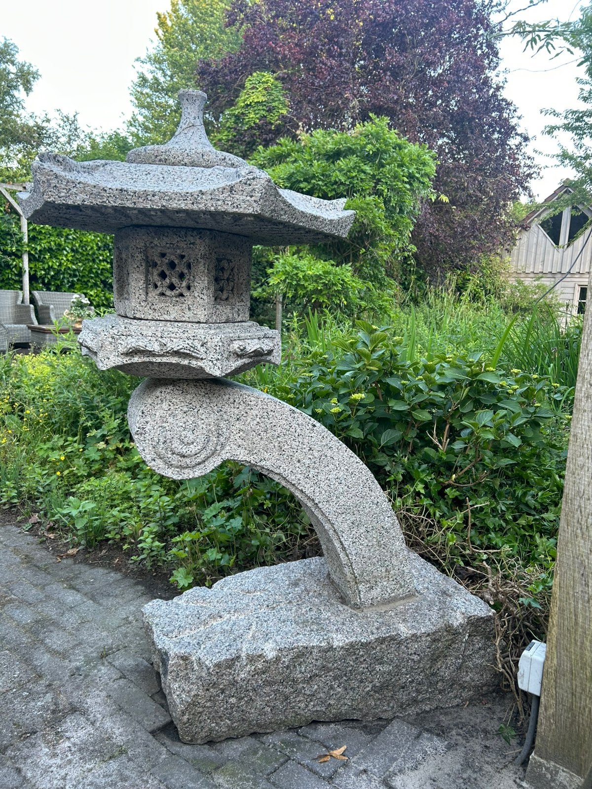 Granieten Japanse Pagode Lantaarn, Tuin en Terras, Ophalen, Zo goed als nieuw, Steen, Overige typen