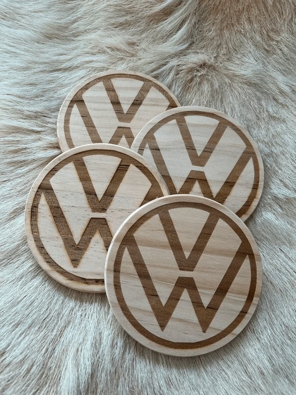 Volkswagen onderzetter set hout rond racing tuning auto, Ophalen of Verzenden, Glasonderzetter, Nieuw, Hout