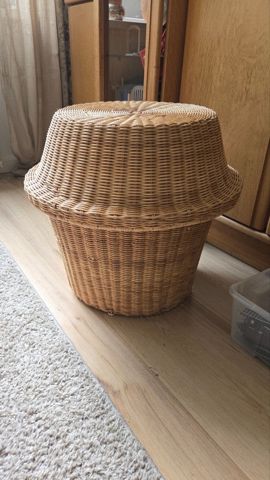 Rotan speelgoedmand met deksel - Ophalen in Rotterdam/Dordre, Ophalen, Gebruikt, Mand, Rond