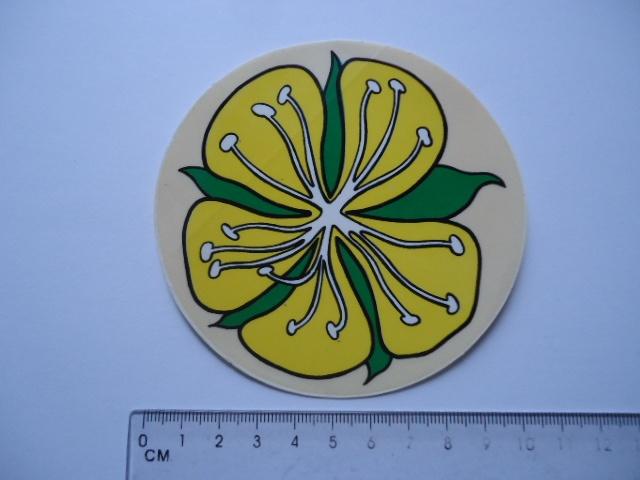 sticker oud Bloem jaren 70 80 plastic flowerpower geel, Verzenden, Zo goed als nieuw, Bedrijf of Vereniging