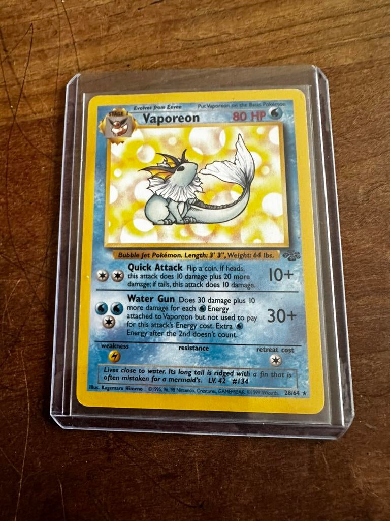 Vaporeon base jungle Pokemon kaart, Ophalen of Verzenden, Zo goed als nieuw