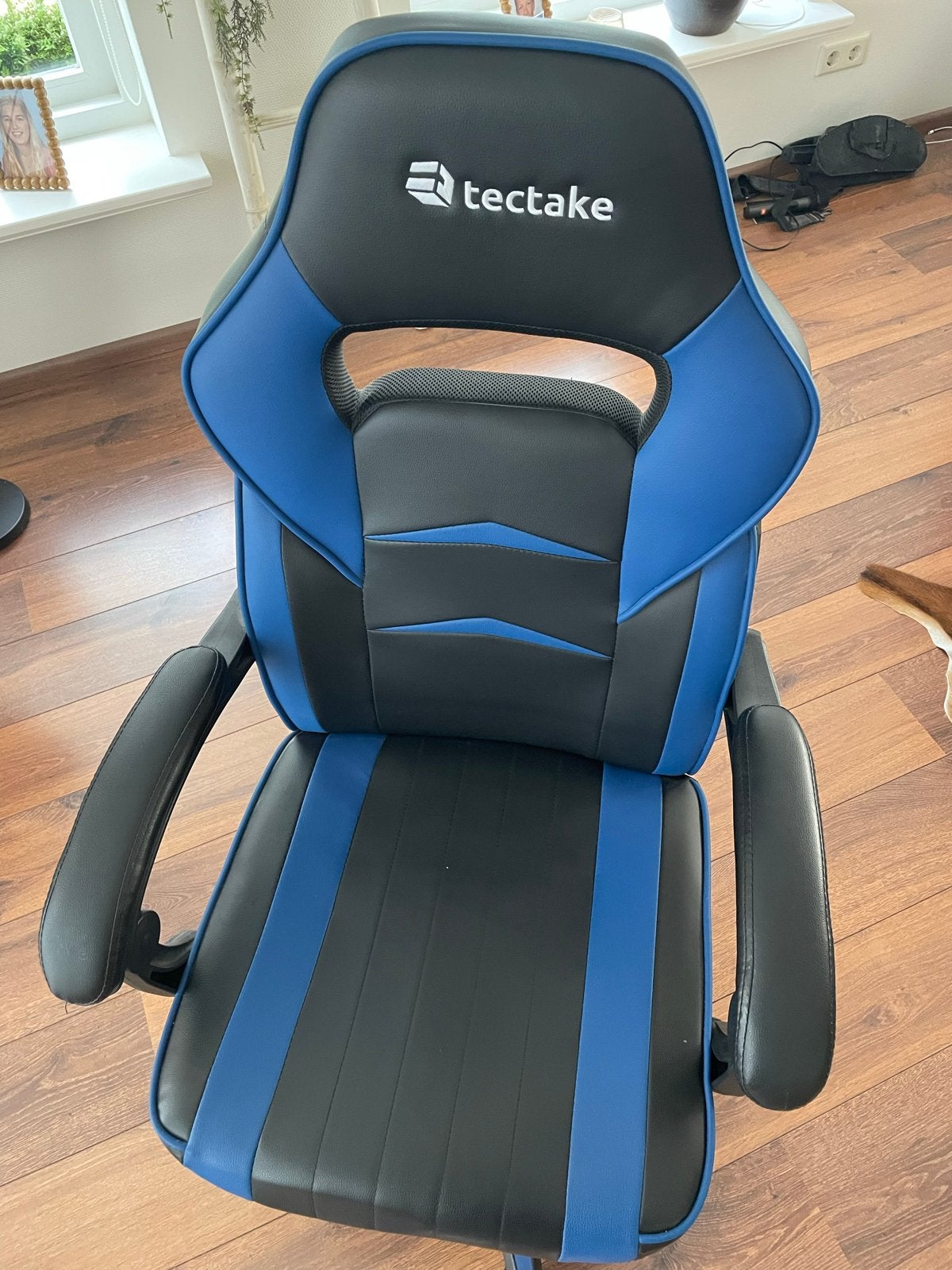 Tectake Gaming Bureaustoel - Zwart/Blauw met Voetensteun, Ophalen, Gebruikt, Zwart, Gaming bureaustoel