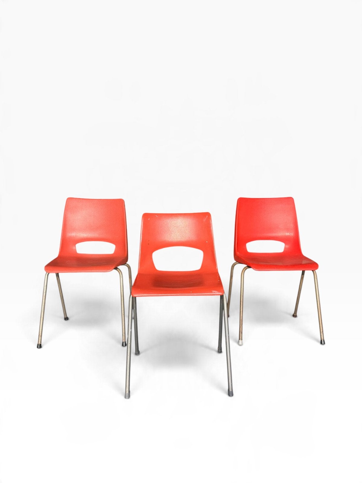 Vintage Phillipus Potter Ahrend rode designstoelen set van 3, Ophalen, Kunststof, Gebruikt, Drie