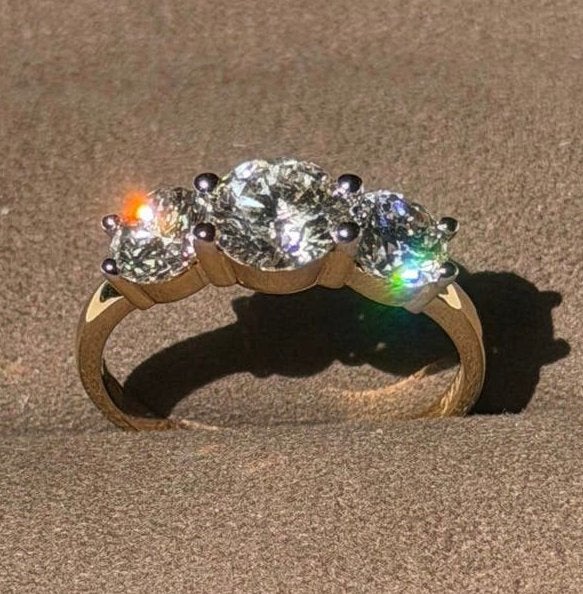 Nieuwe 14K gouden trilogie ring met 2.05ct diamant- 17,25mm, Nieuw, Ophalen of Verzenden, 17 tot 18, Met edelsteen