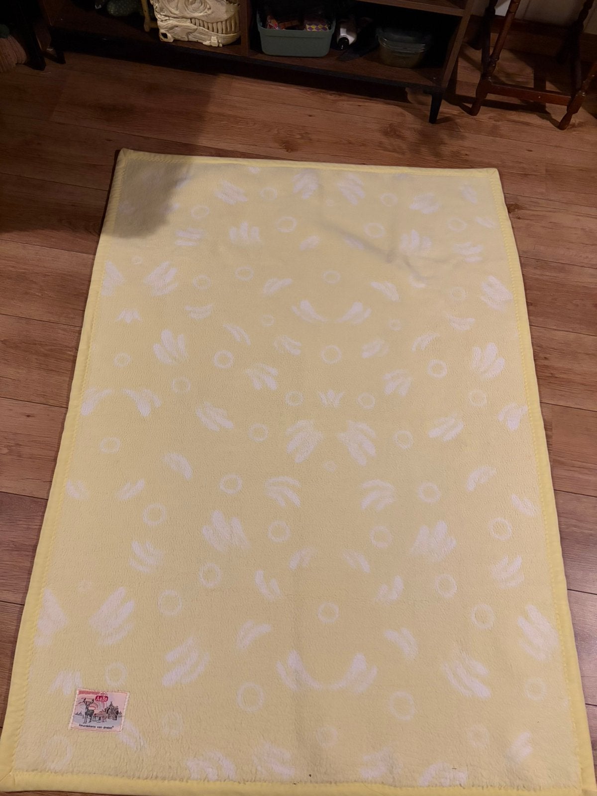 Vintage AaBe deken geel/wit – 140 x 99 cm, Geel, Gebruikt, 140 cm, Ophalen of Verzenden
