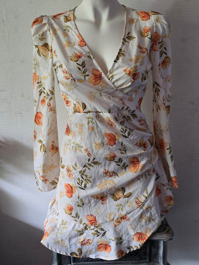 Shein dames jurk met bloemenprint maat S, Kleding | Dames, Jurken, Wit, Ophalen of Verzenden, Zo goed als nieuw, Maat 36 (S)