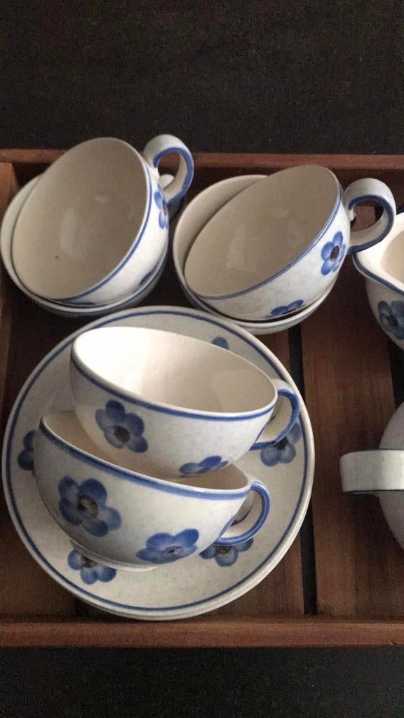 Brocante servies met blauwe bloemen, Ophalen of Verzenden