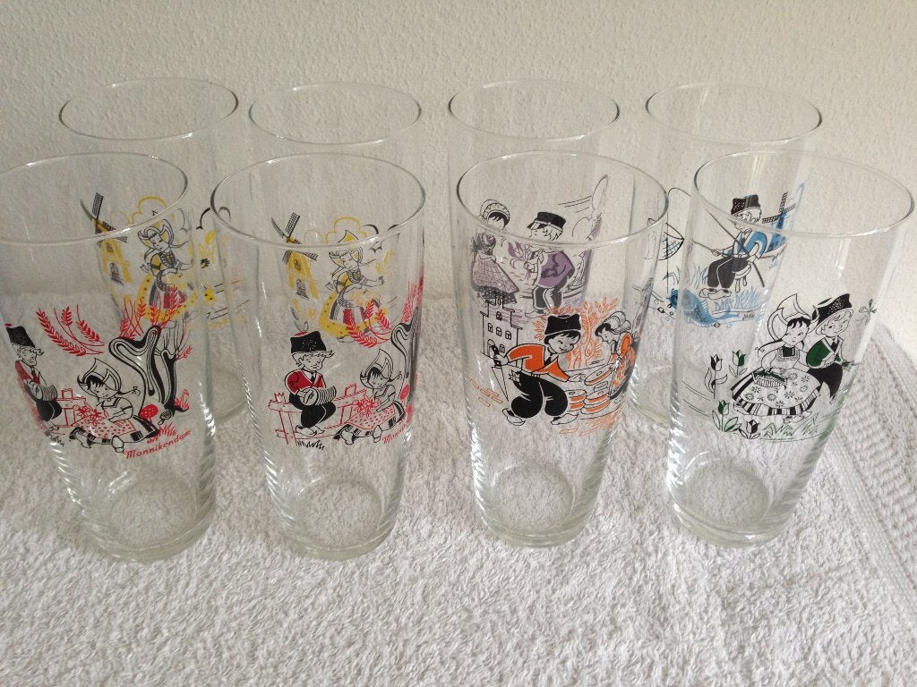 8 DUROBOR Vintage LONGDRINK Glazen Kind in Klederdracht., Ophalen of Verzenden