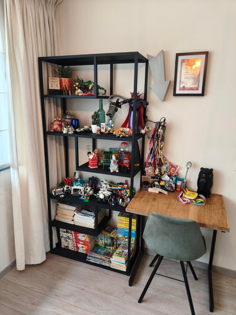 Authentiek schooltafeltje met eiken blad bureau kinderkamer, Gebruikt, Hout, Ophalen of Verzenden, Antiek