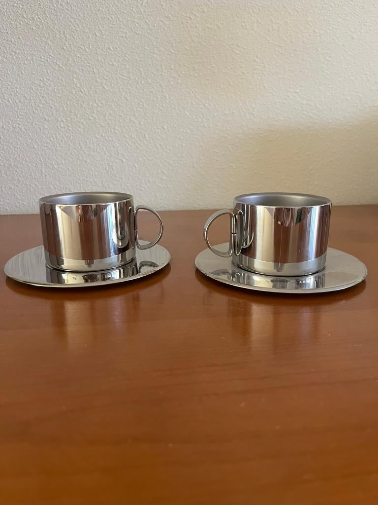 Dubbelwandige RVS espressokopjes (Italwaber) jaren '90, Huis en Inrichting, Ophalen, Overige materialen, Zo goed als nieuw, Overige stijlen