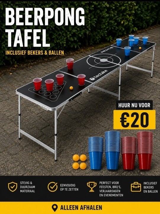 Beer Pong Tafel huren compleet met bekers en ballen €20, Ophalen, Partygalaxyshop@hotmail.com, Partygalaxyshop, Verjaardag