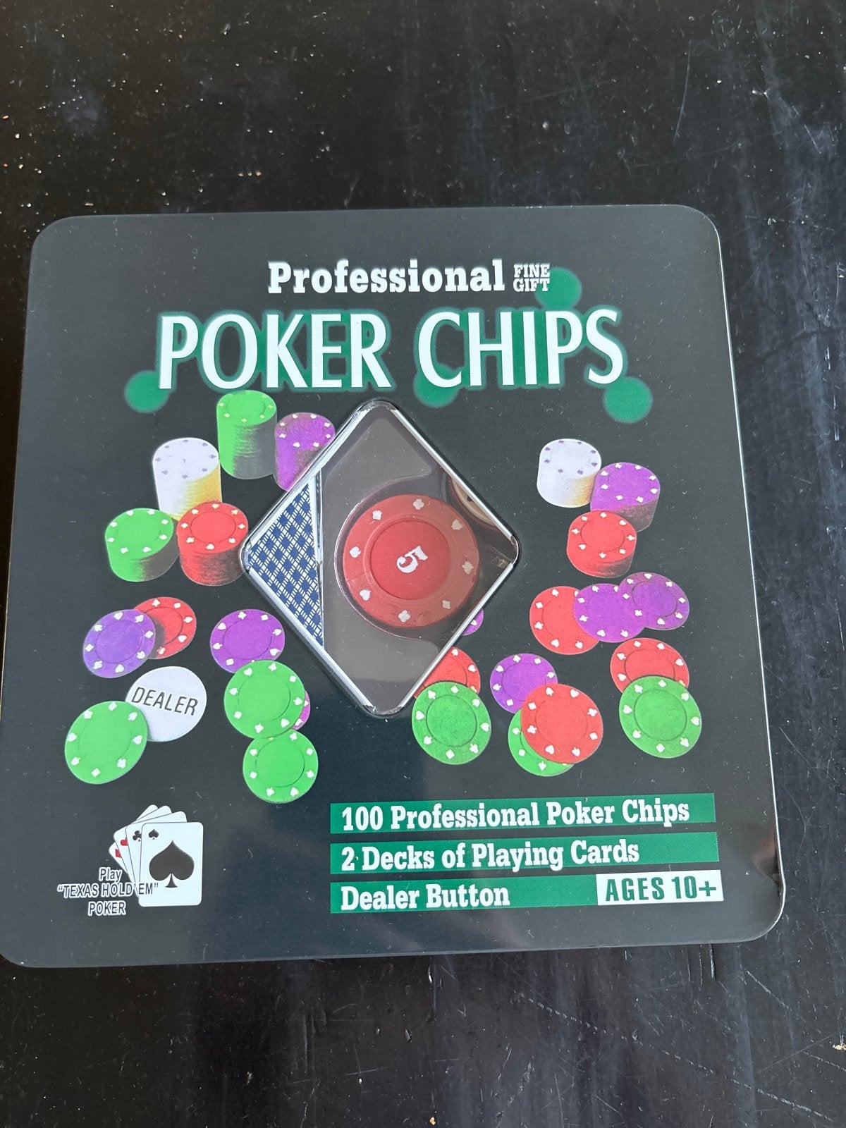 Professionele Poker Chips Set - 100 Chips, 2 Decks Kaarten, Hobby en Vrije tijd, Drie of vier spelers, Ophalen of Verzenden, Zo goed als nieuw