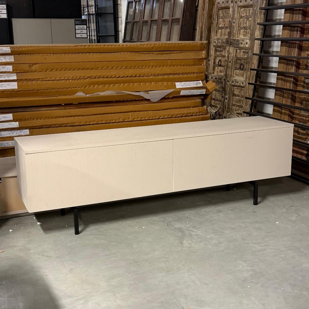 Tv meubel taupe eiken fineer zwevend of staand Showroommodel, Huis en Inrichting, Ophalen of Verzenden, Zo goed als nieuw, 25 tot 50 cm