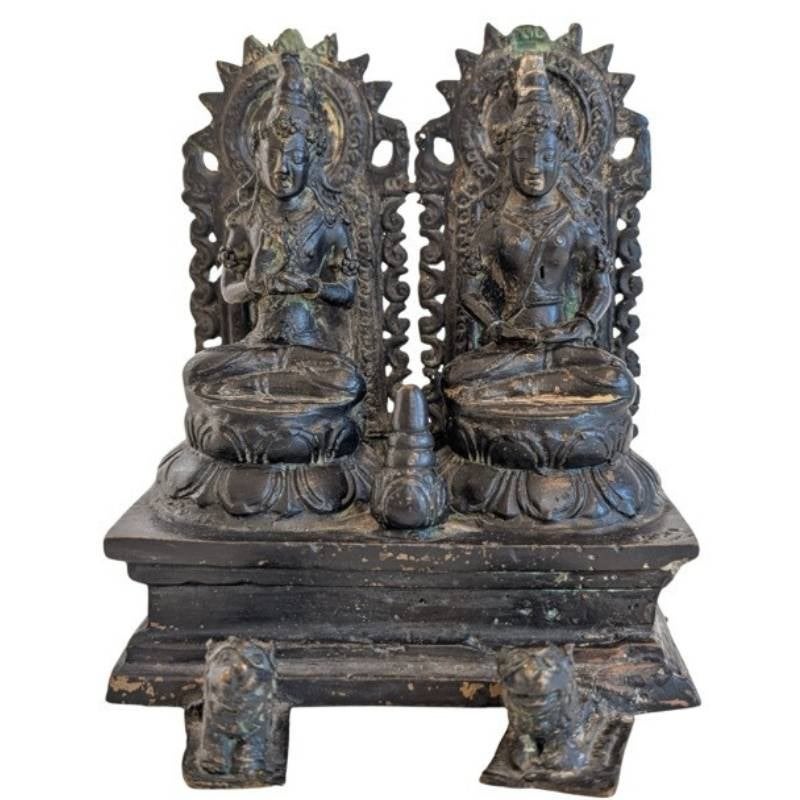 Nepalees huisaltaar met Shiva en Parvati – 035, Huis en Inrichting, Woonaccessoires | Boeddhabeelden, Gebruikt, Ophalen of Verzenden