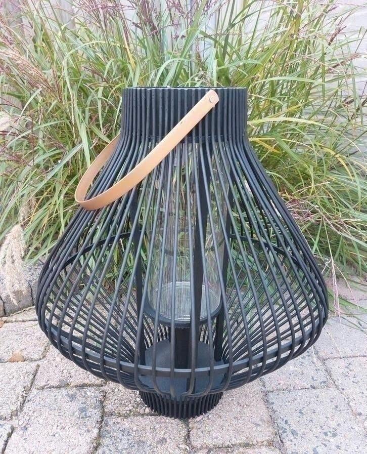 Lantaarn bamboe zwart Windlicht Pomax H52 Tuinlantaarn Nieuw, Ophalen, 50 tot 75 cm, Zwart, Nieuw