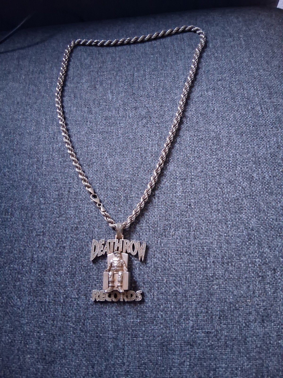 Zilveren Rope Ketting met Death Row Hanger - 100 gram, Met hanger, Ophalen of Verzenden, Zo goed als nieuw, Zilver
