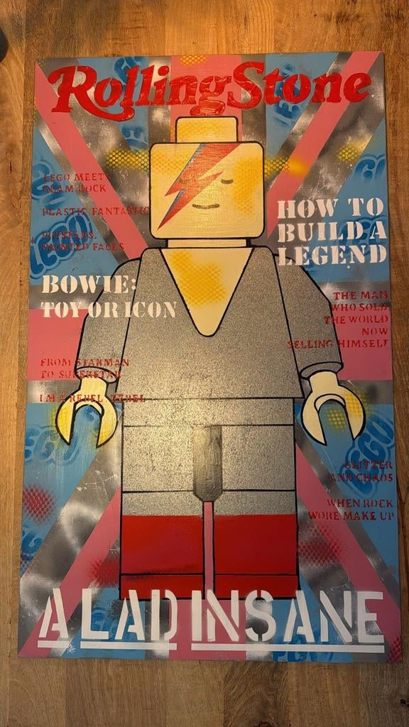 Rolling stone cover David Bowie LEGO, Antiek en Kunst, Ophalen of Verzenden