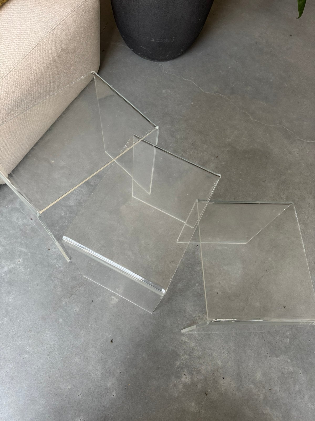 Plexiglas bijzettafels, set van drie (Habitat), Ophalen, Minder dan 45 cm, Gebruikt, Modern