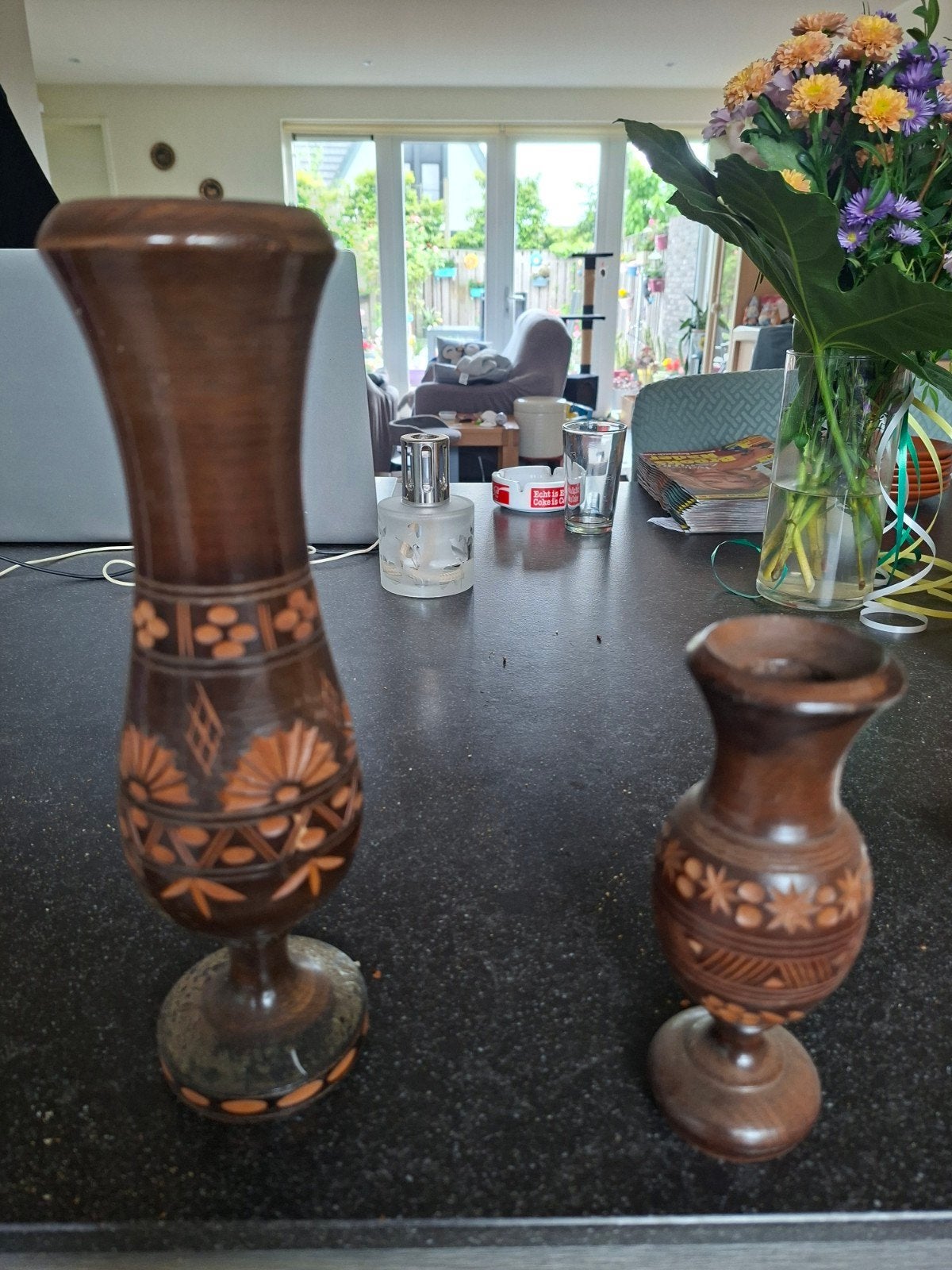 3 Houten vazen, Antiek en Kunst, Ophalen of Verzenden