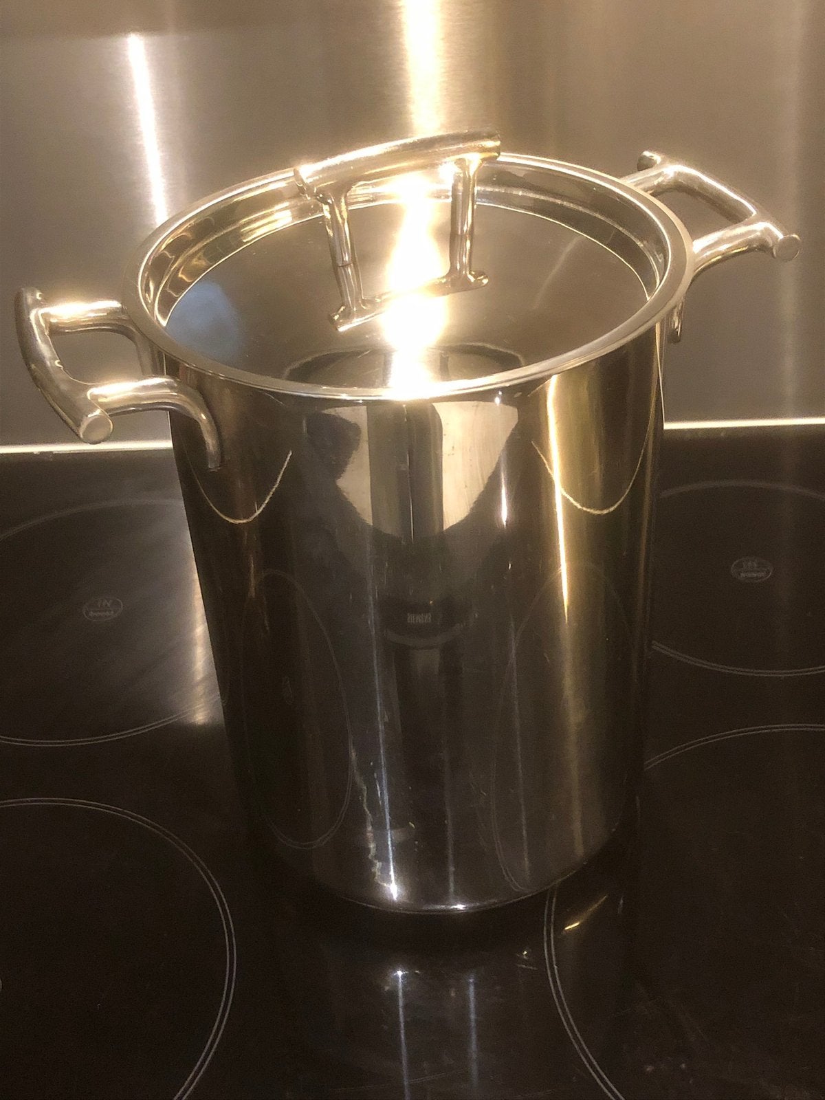 t.k.Yong asperge spaghetti pan 16cm RVS hoogglans INDUCTIE, Ophalen of Verzenden, Zo goed als nieuw, Rvs