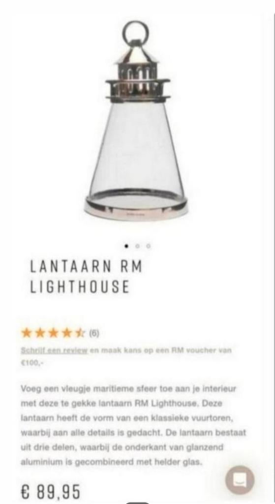 Riviera Maison LightHouse Lantaarn, Huis en Inrichting, Woonaccessoires | Kandelaars en Kaarsen, Ophalen of Verzenden, Nieuw, Overige materialen