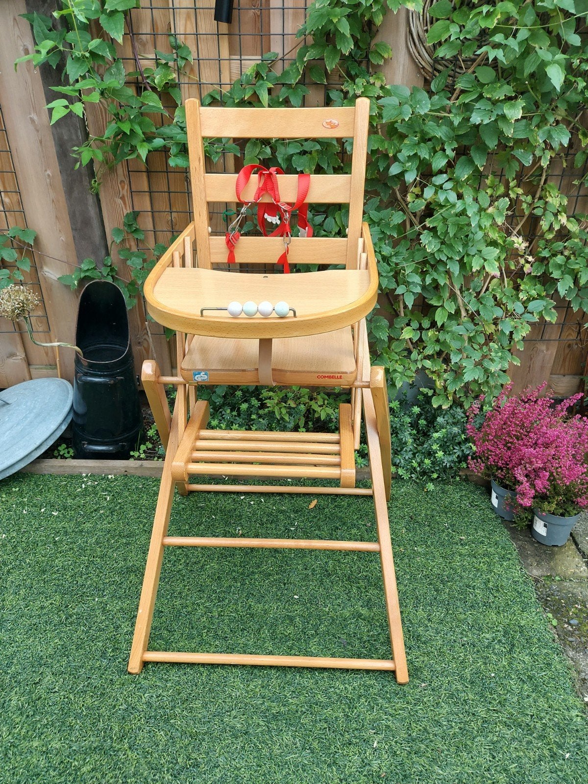 Inklapbare houten kinderstoel - 57x29x95cm, Kinderen en Baby's, Ophalen, Gebruikt, Inklapstoel, Gordel(s)