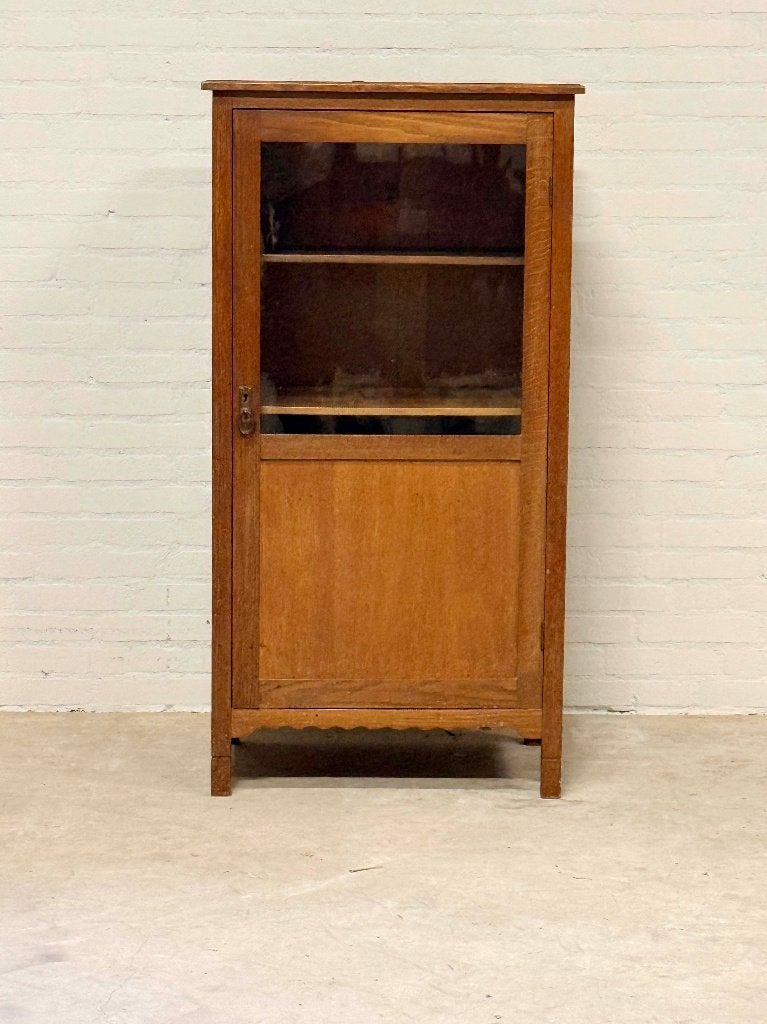 Antiek Eiken Boekenkastje met Glazen Deur, Ophalen