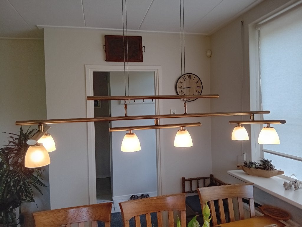 Hanglamp koperkleur, Ophalen, Zo goed als nieuw, Glas