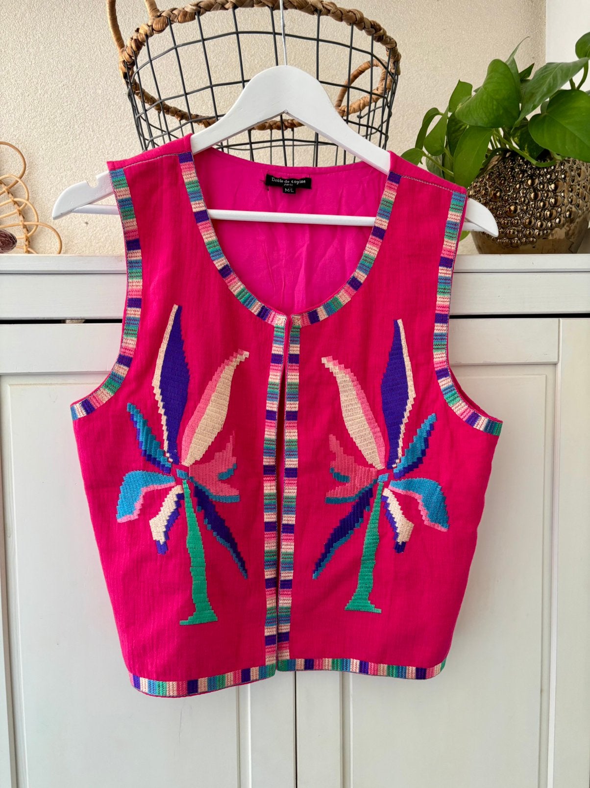 Drole de Copine katoenen vestje maat M/L, Ophalen of Verzenden, Zo goed als nieuw, Maat 38/40 (M), Roze