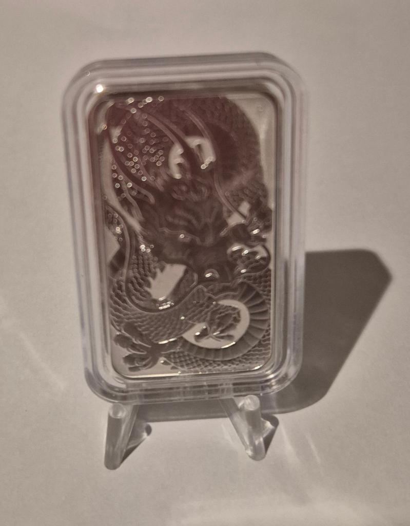 Perth Mint Dragon 2021 – 1 oz zilverbaar, Ophalen of Verzenden, Zilver