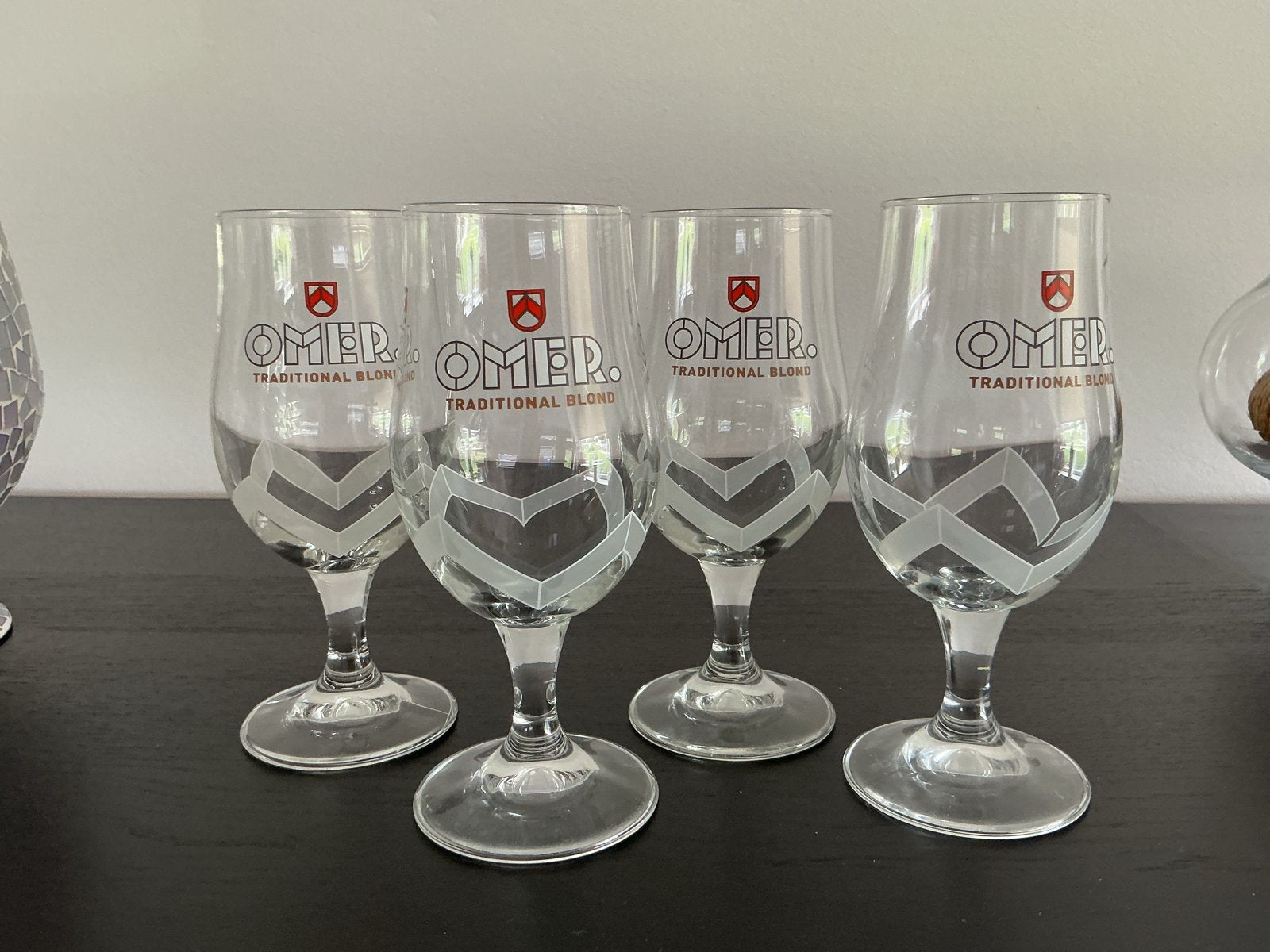 4 Omer bierglazen 25 cl, Ophalen of Verzenden, Zo goed als nieuw