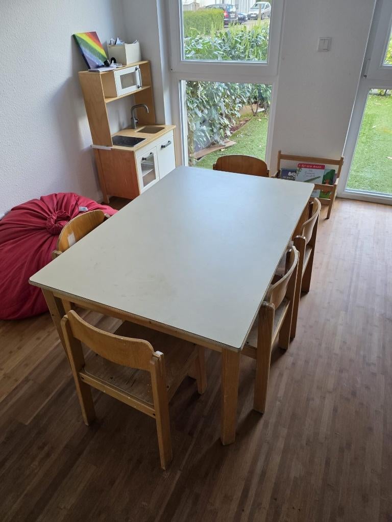 Kinder‑speeltafel met 5 stoelen – 120  80  58 cm, Ophalen, Gebruikt