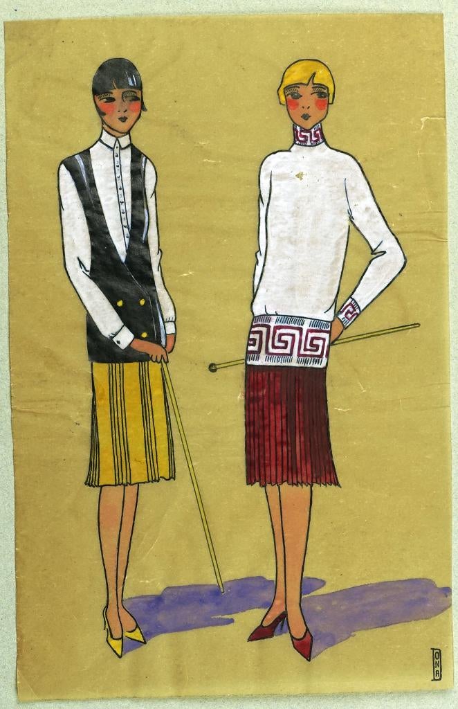 A297 Art Deco Modeontwerp (C?) Dona (jaren twintig), Antiek en Kunst, Kunst | Tekeningen en Foto's, Ophalen of Verzenden