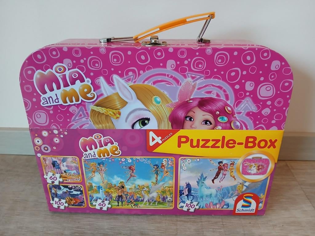Mia and Me Puzzelbox - 4 Puzzels (60, 60, 100, 100 stukjes), Ophalen of Verzenden, Meer dan 50 stukjes, Gebruikt, 4 tot 6 jaar