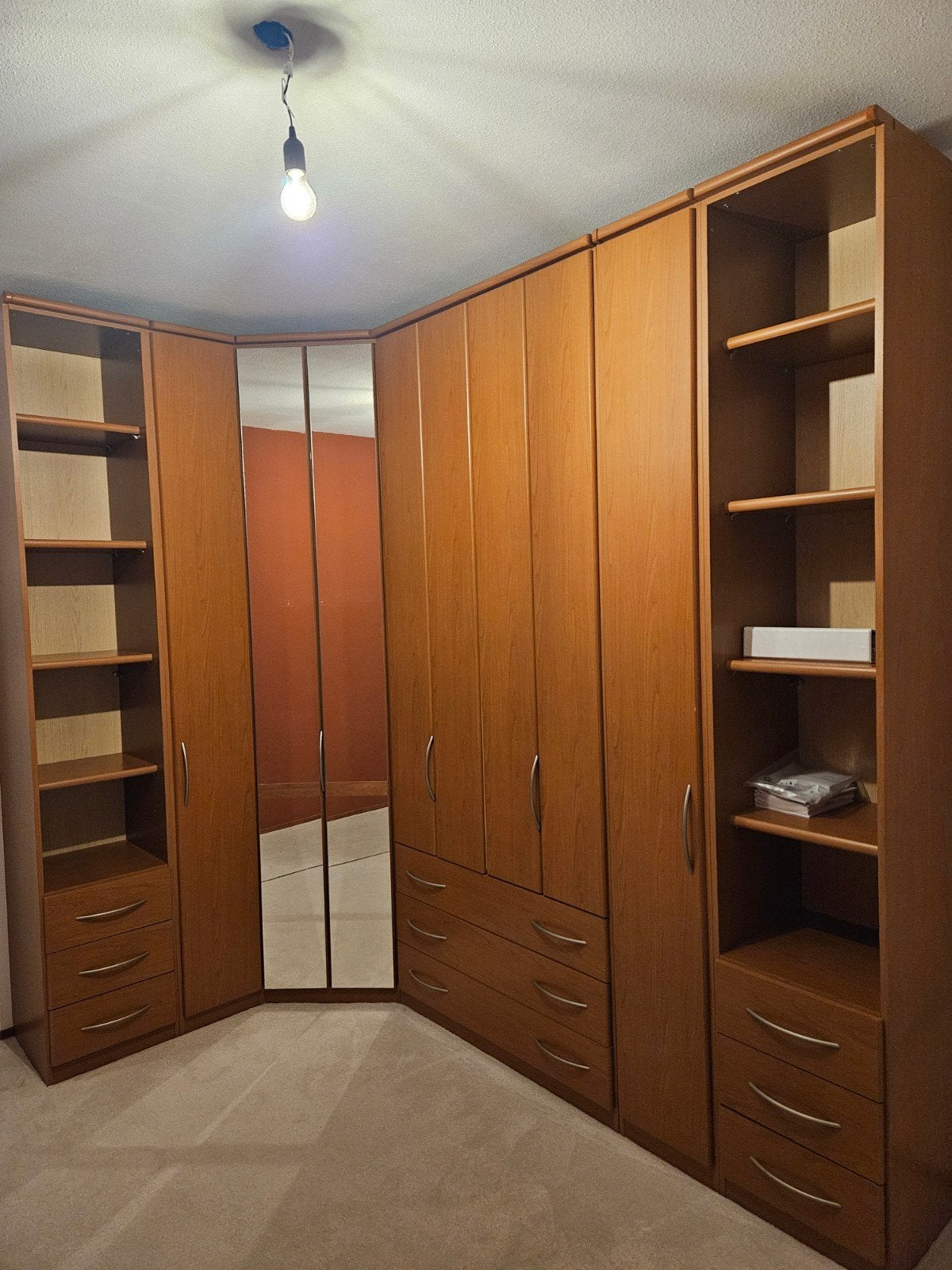 kleding kast - hoekwandkast hout spiegeldeur - gedemonteerd, Huis en Inrichting, Ophalen, Gebruikt, 200 cm of meer, Met lade(s)
