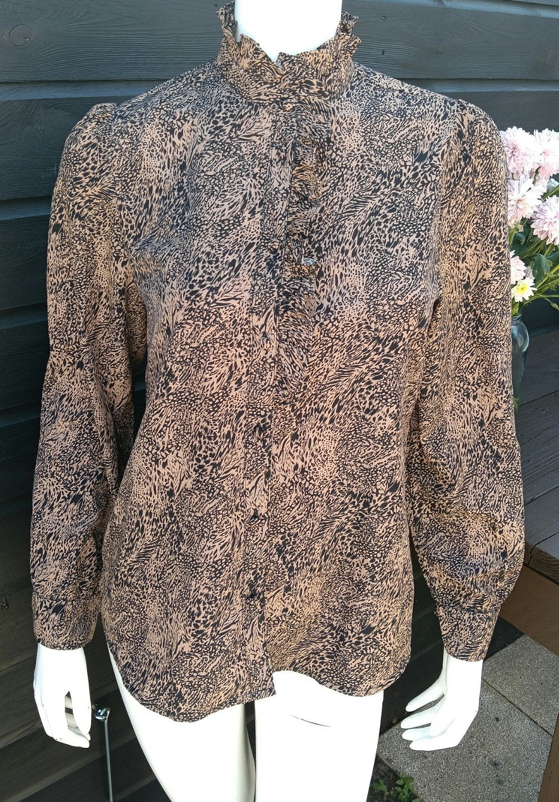 Tijgerprint blouse, Bruin, Ophalen of Verzenden, Zo goed als nieuw, Maat 38/40 (M)