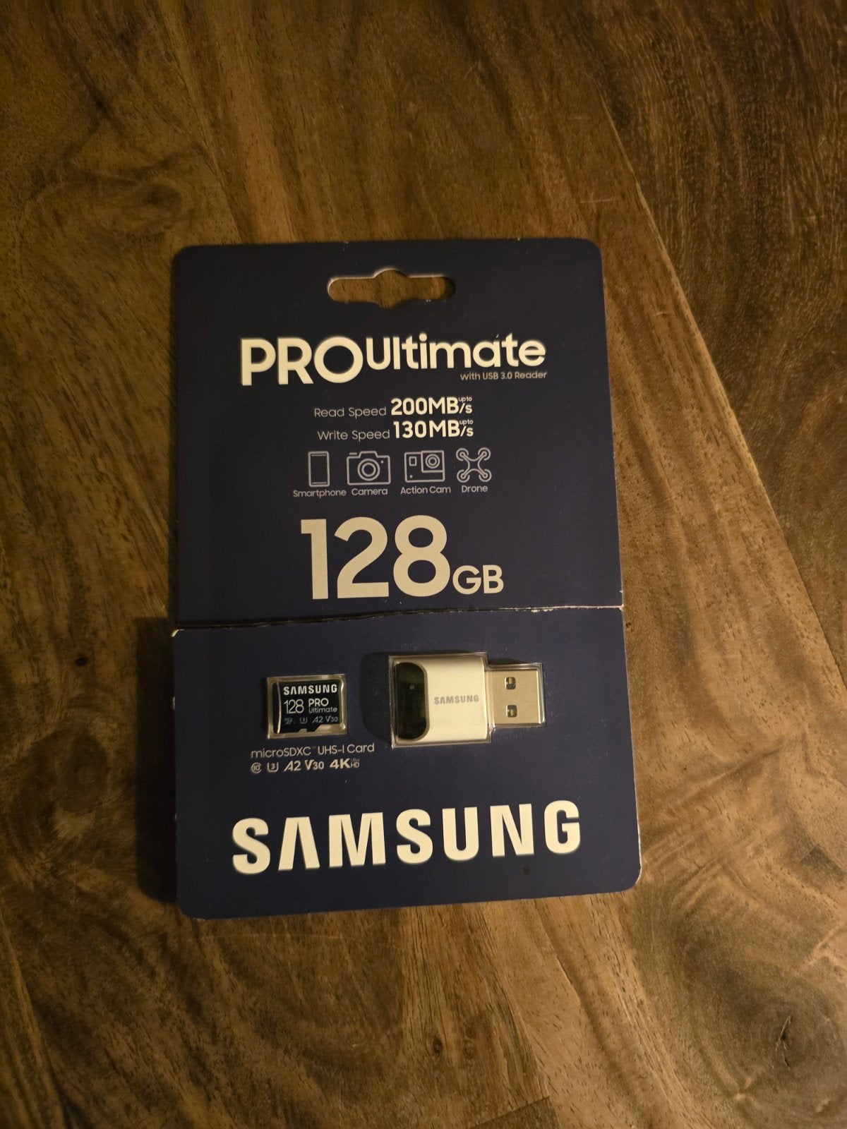 Nieuw Samsung PRO Ultimate MicroSDXC 128GB met SD-adapter, Audio, Tv en Foto, Fotografie | Geheugenkaarten, Geschikt voor Full HD video