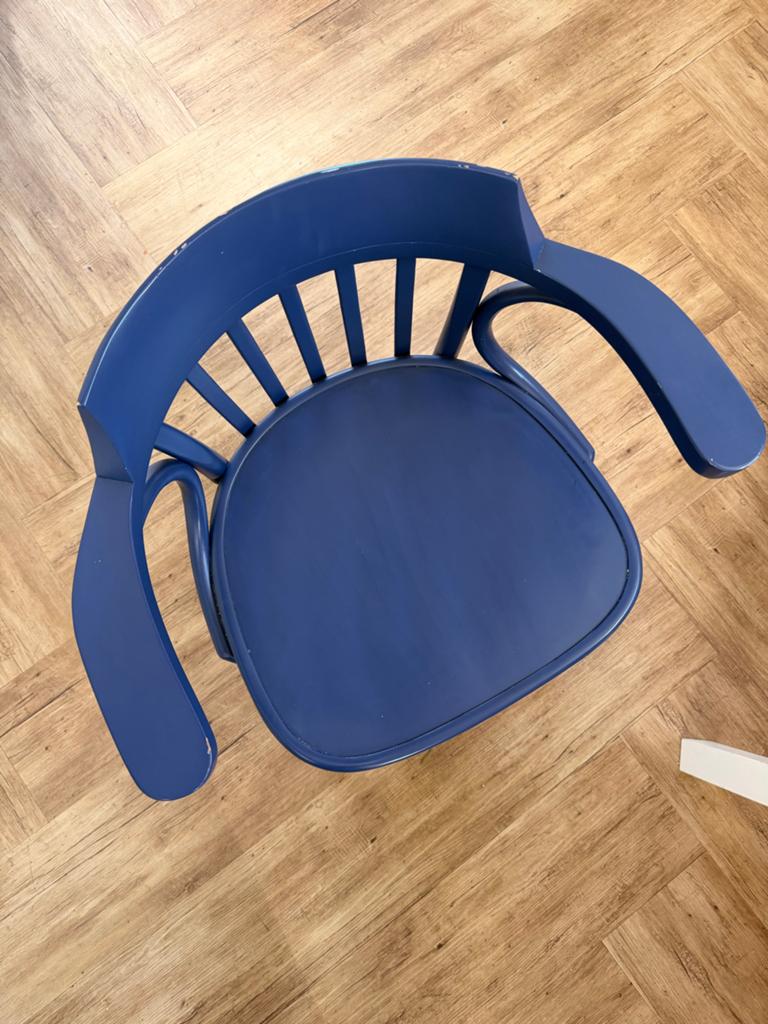 Vintage Radomsko draaistoel blauw bentwood bureaustoel, Ophalen